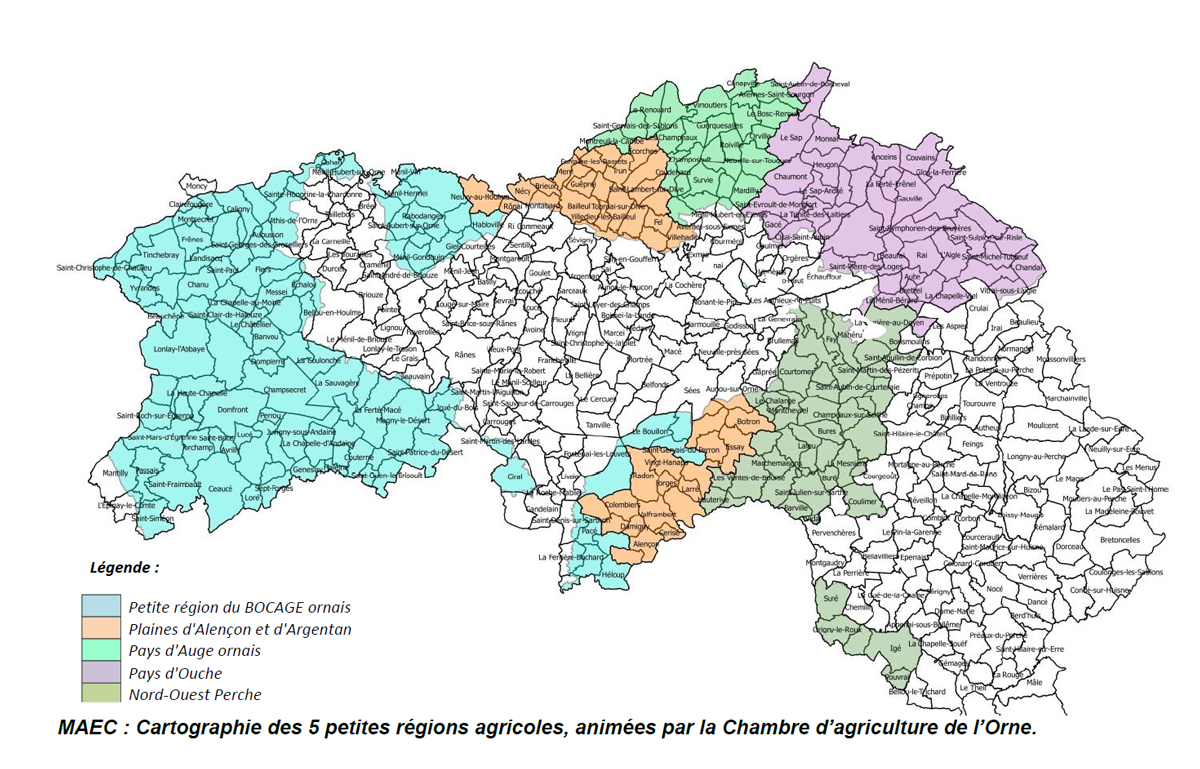MAEC Orne : Mesures environnementales et Cartographie des 5 petites régions agricoles du département de l'Orne
